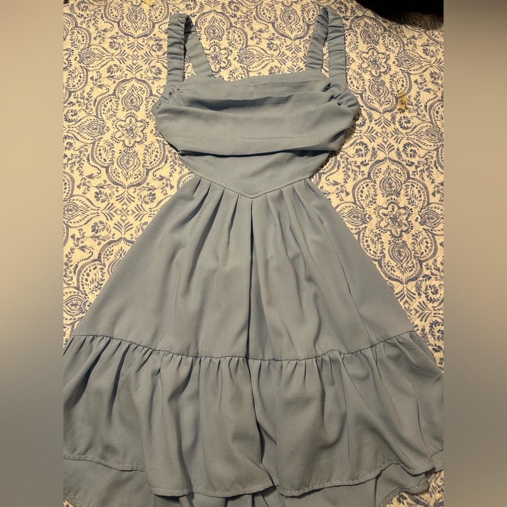 SHEIN Green Ruched Tiered Mini Sundress